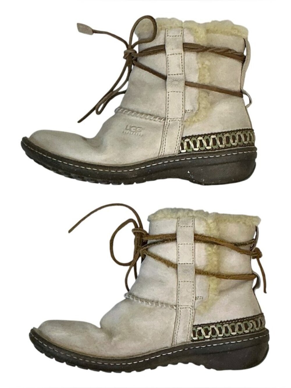UGG Australia Ankle Boots Womens Cove Suede Leather 5178 Beige Cream US size 9 - Picture 6 of 16